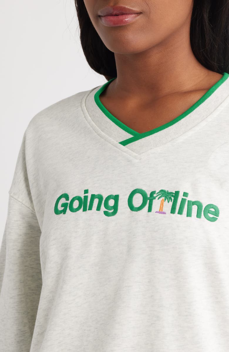 THE MAYFAIR GROUP Going Offline Embroidered Oversize Fleece Sweatshirt, Alternate, color, Grey