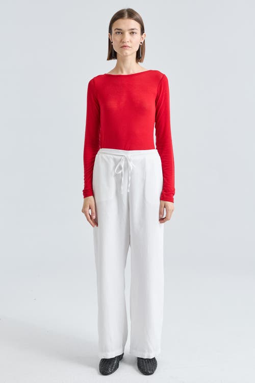 Almina Concept Long Sleeve Boat Tee In Red