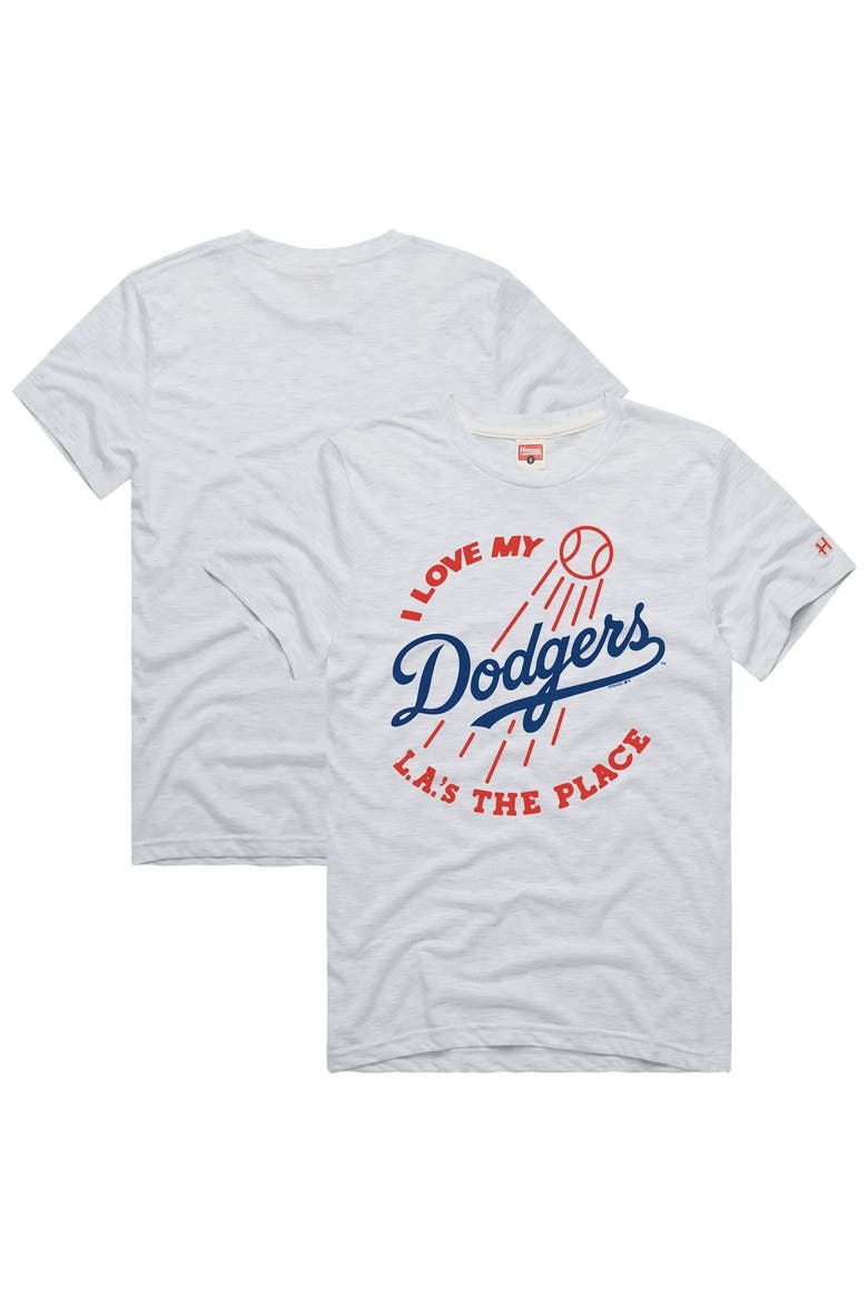 Men's Homage  Ash Los Angeles Dodgers Hyper Local Tri-Blend T-Shirt, Main, color, Ash