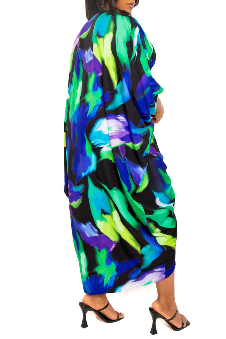 Abstract Floral Center Ruched Dress, Alternate, color, BLUE MULTI