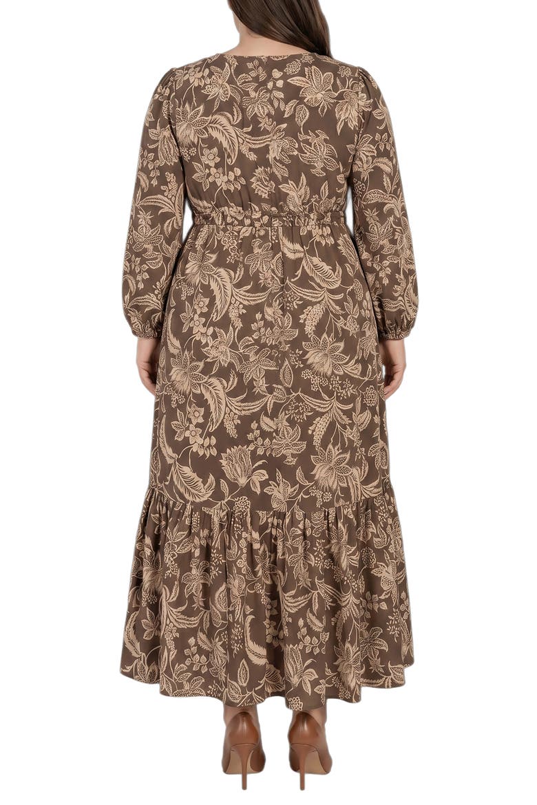 Floral Long Sleeve Maxi Dress, Alternate, color, CAMEL FLORAL