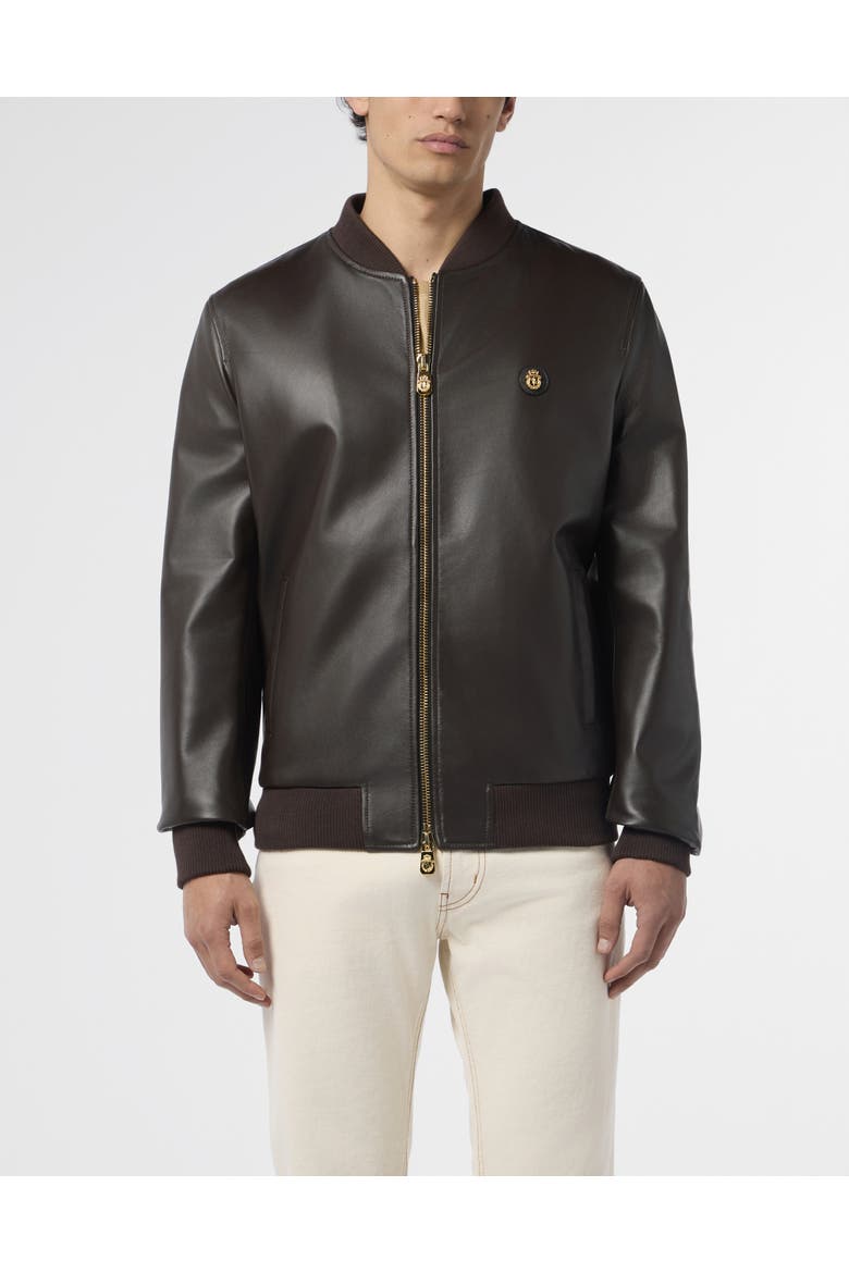 Nappa Leather Bomber Basic Men, Main, color, brown