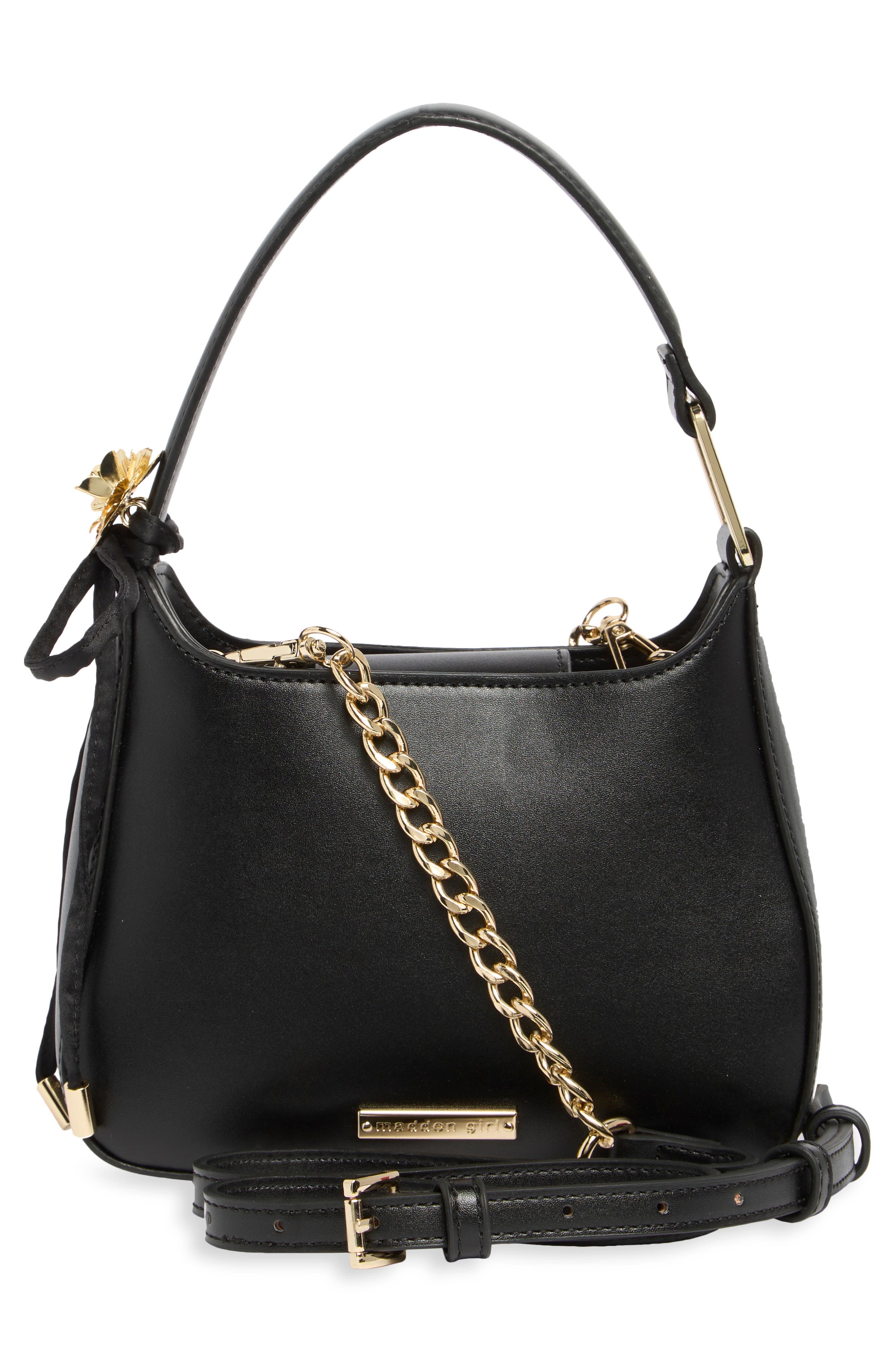 Madden Girl Faux Leather Shoulder Bag, Alternate, color, Black