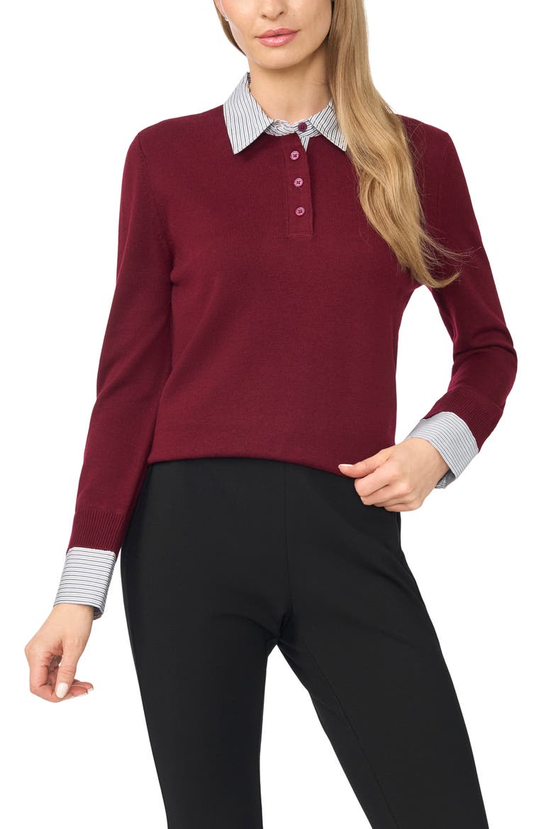 Mixed Media Henley, Main, color, BURNT CRANBERRY