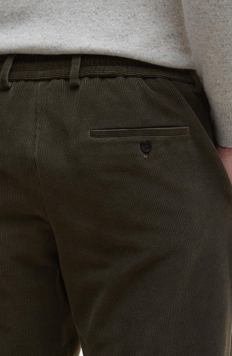 Barbour Wallington Pleated Stretch Corduroy Suit Pants, Alternate, color, Olive