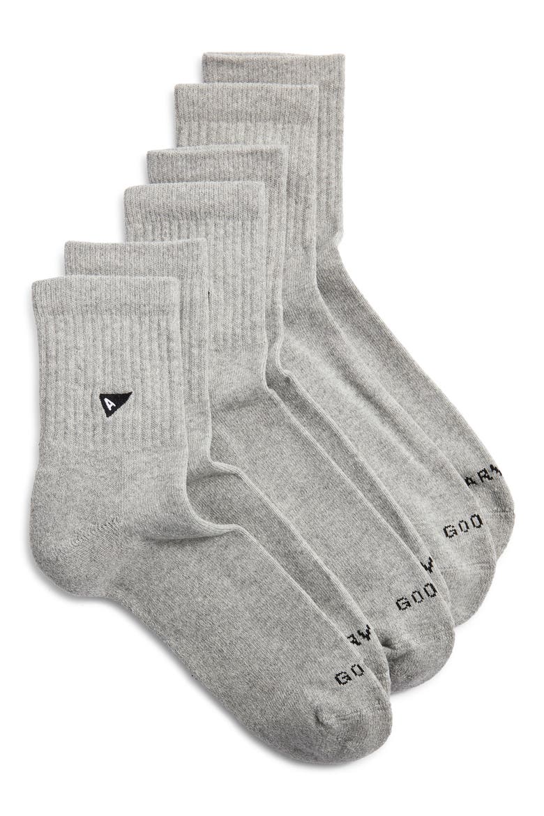 3-Pack Quarter Crew Socks, Main, color, GREY