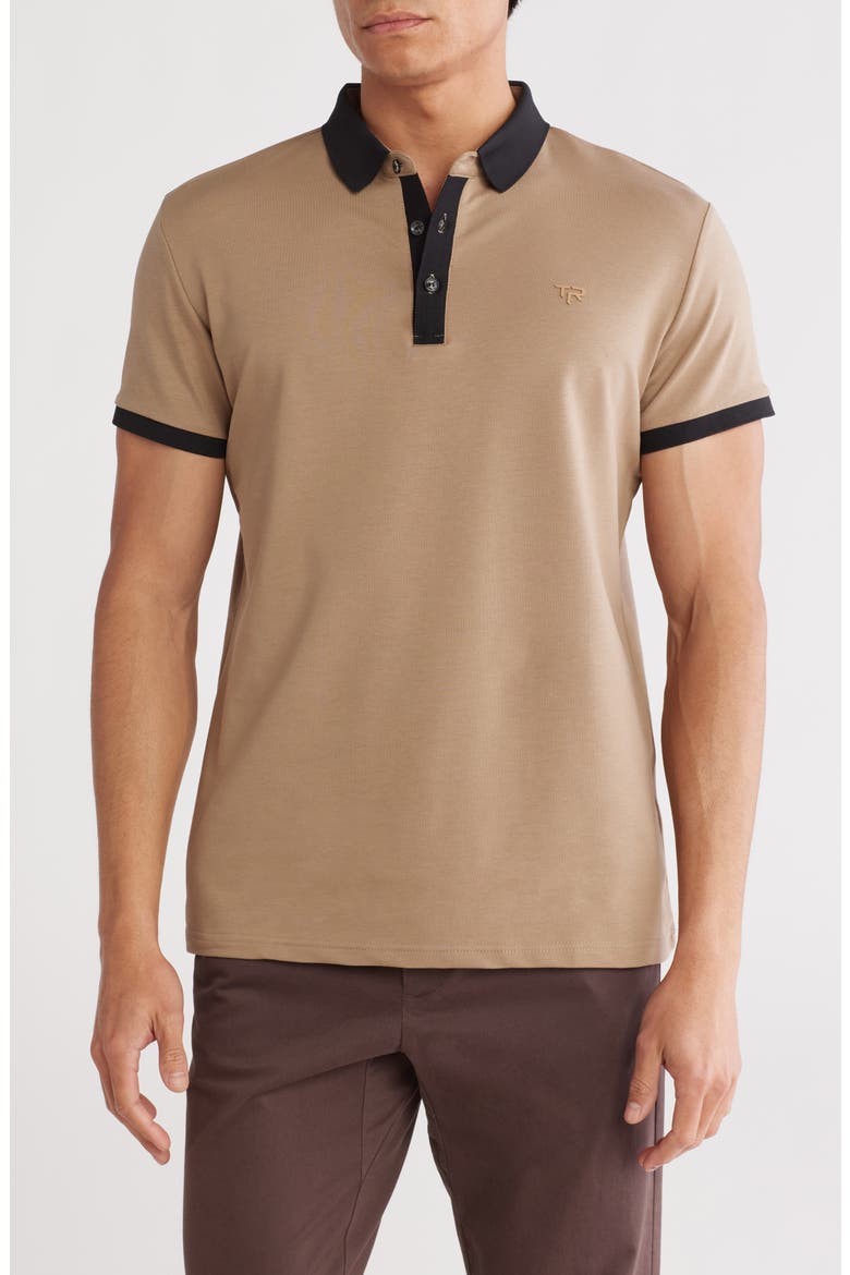 Slim Fit Stretch Cotton Polo, Main, color, MUSHROOM