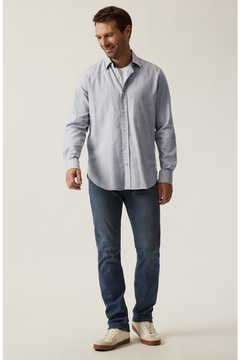 Feather Twill Button-Up Shirt, Alternate, color, GREY MELANGE