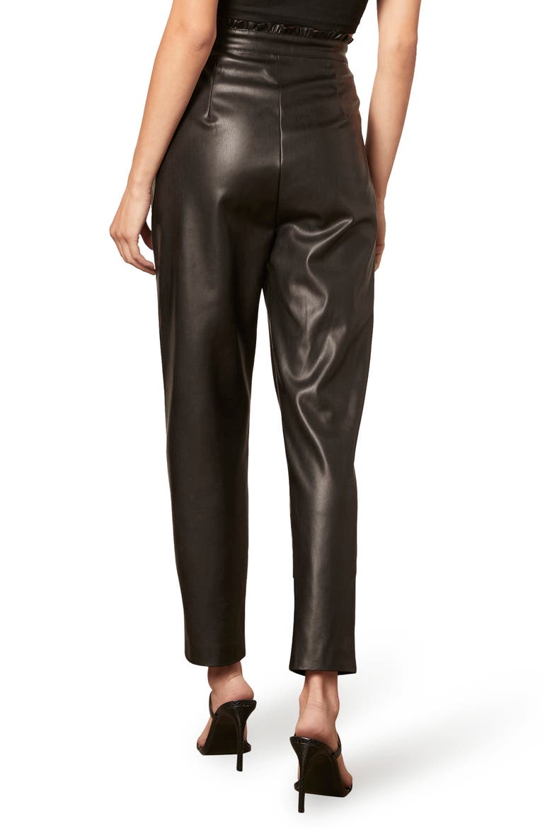 BB Dakota LA Woman Paperbag Waist Faux Leather Pants, Alternate, color, BLACK