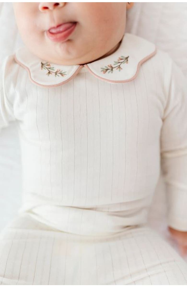 Ely's & Co. Organic Wide Rib Embroidered Scallop Collar Collection - Footie, Alternate, color, 