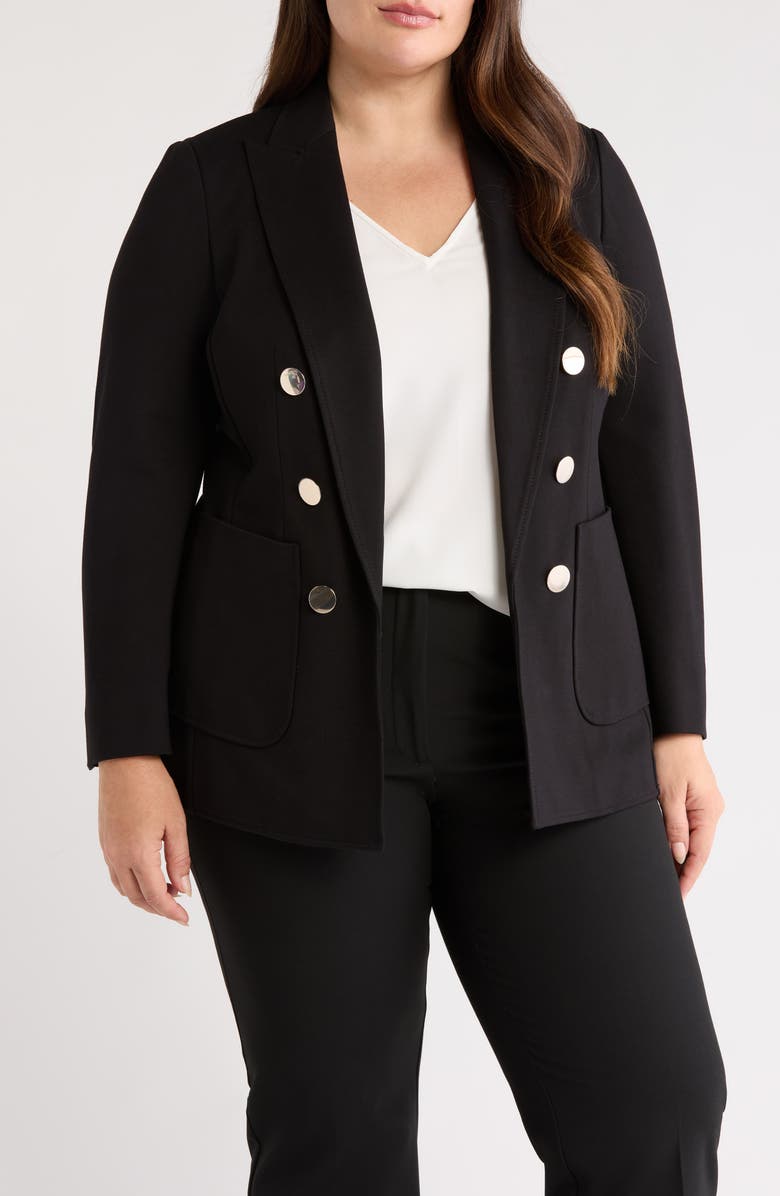 Anne Klein Faux Double Breasted Jacket, Main, color, Anne Black