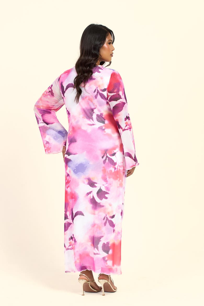 Plus Size Floral Twist Front Midi Dress, Alternate, color, Pink