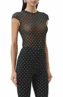 AFRM Nina Print Cap Sleeve Mesh Top