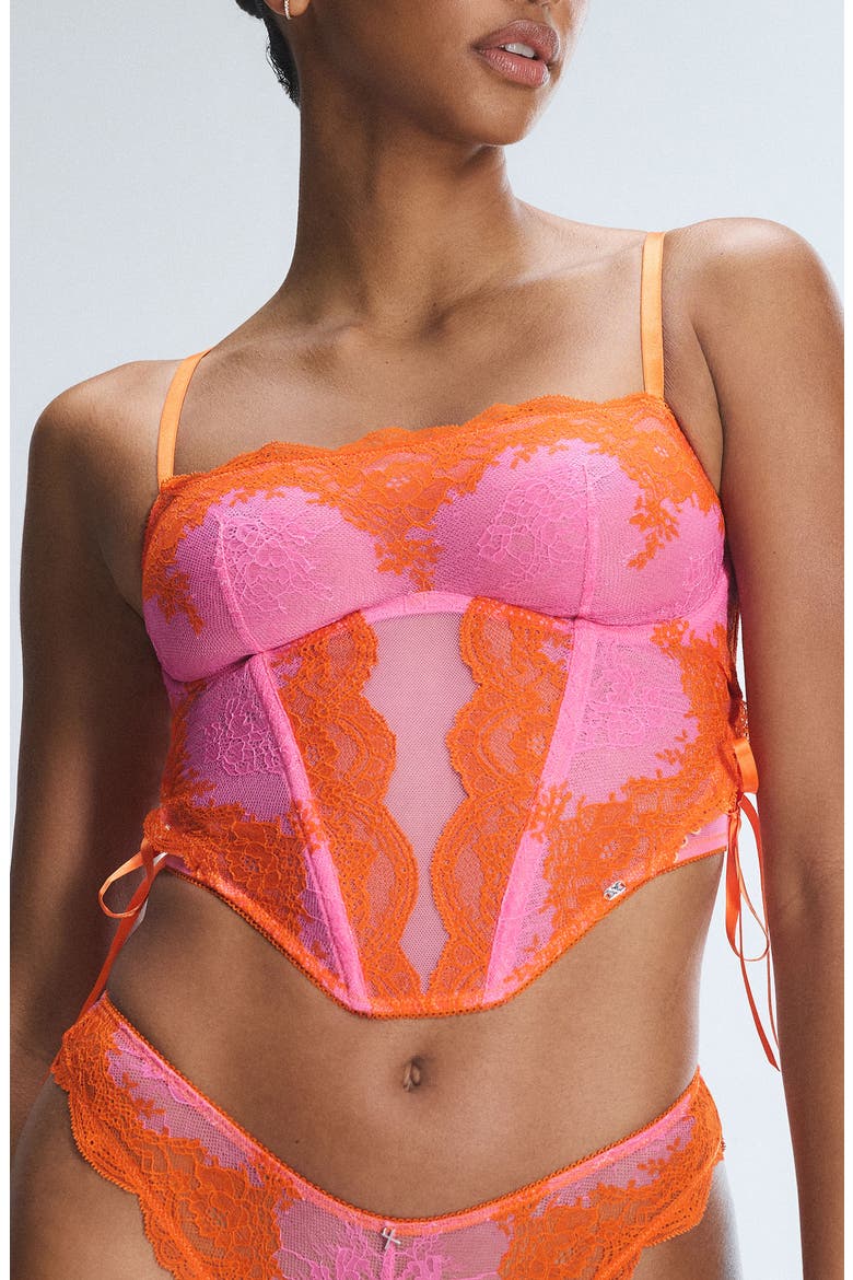 Lacestruck Bustier, Main, color, ROSE DAY PINK/ SOL ORANGE