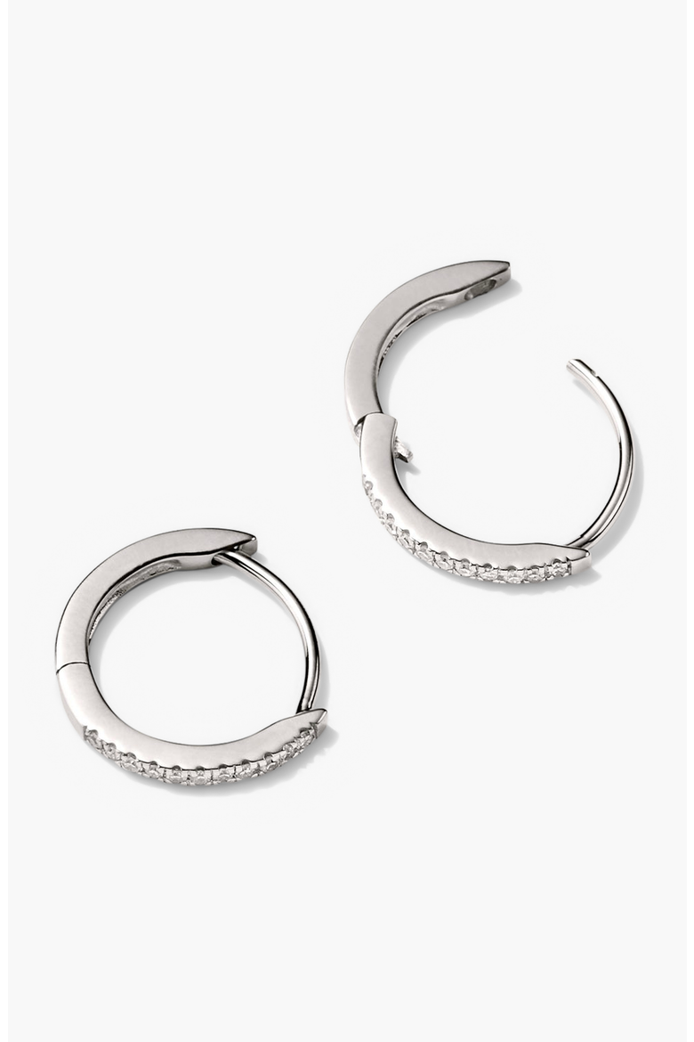 Pave Diamond Huggie Hoops, Alternate, color, White Gold / Diamond