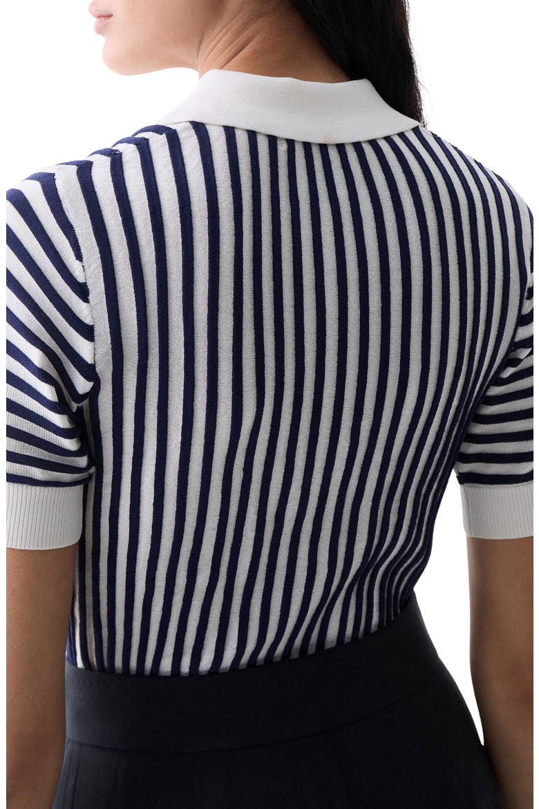 Amarenta Stripe Polo Sweater, Alternate, color, ECRU AND NAVY