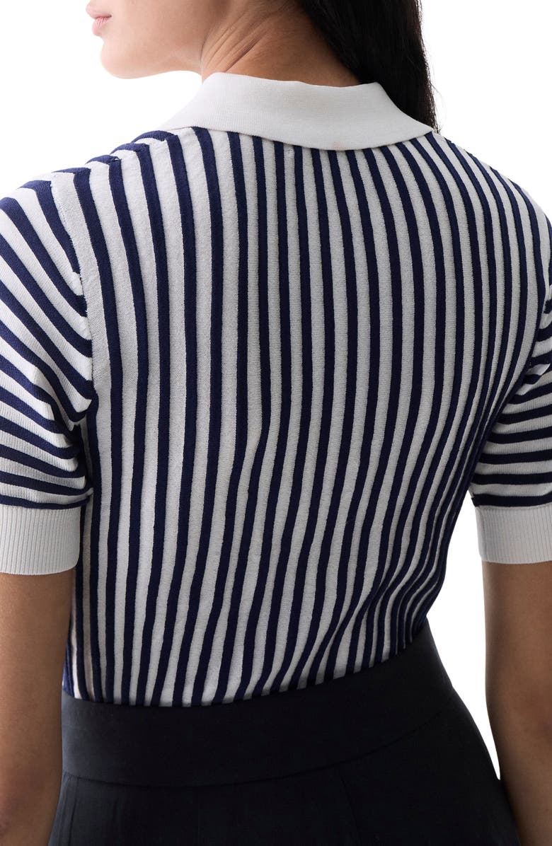 DELUC Amarenta Stripe Polo Sweater, Alternate, color, Ecru And Navy
