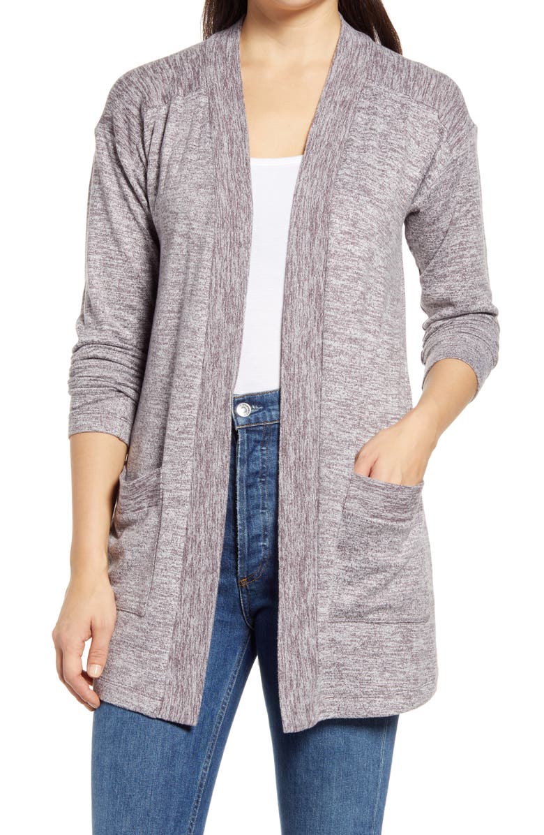 Bobeau Knit Open Front Cardigan, Main, color,