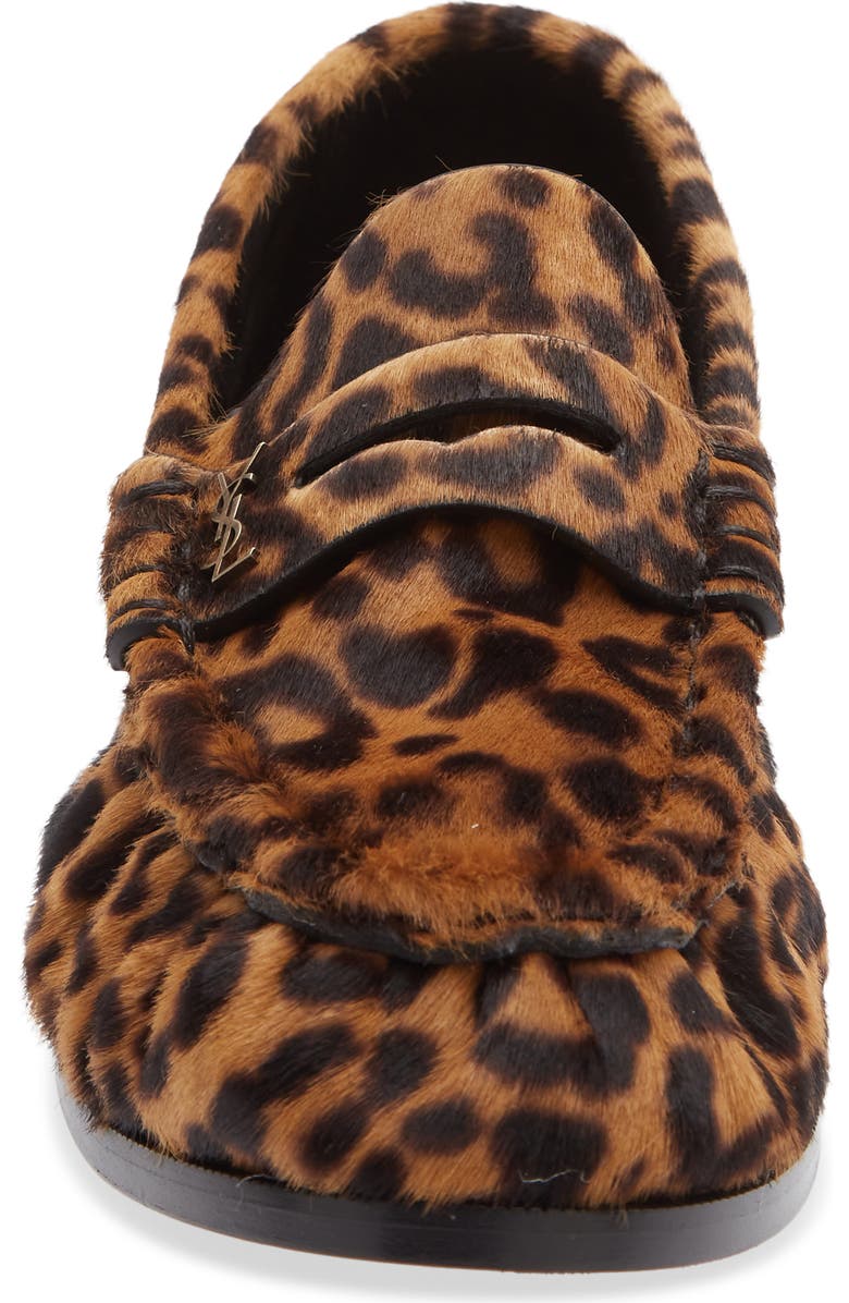 Saint Laurent Genuine Calf Hair Penny Loafer, Alternate, color, Manto Naturale/ Leopard