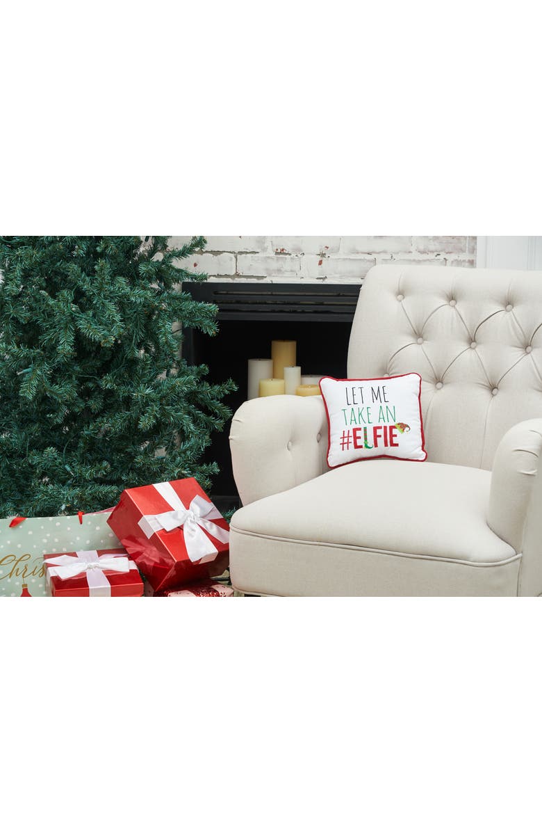 C&F Home #Elfie Embroidered Accent Pillow, 10" x 10", Alternate, color, Red