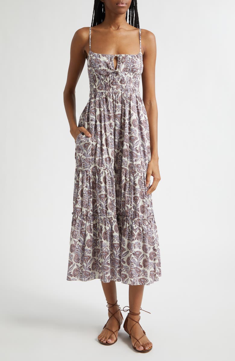 Ulla Johnson Aydin Print Tiered Cotton Sundress, Main, color, Meadow