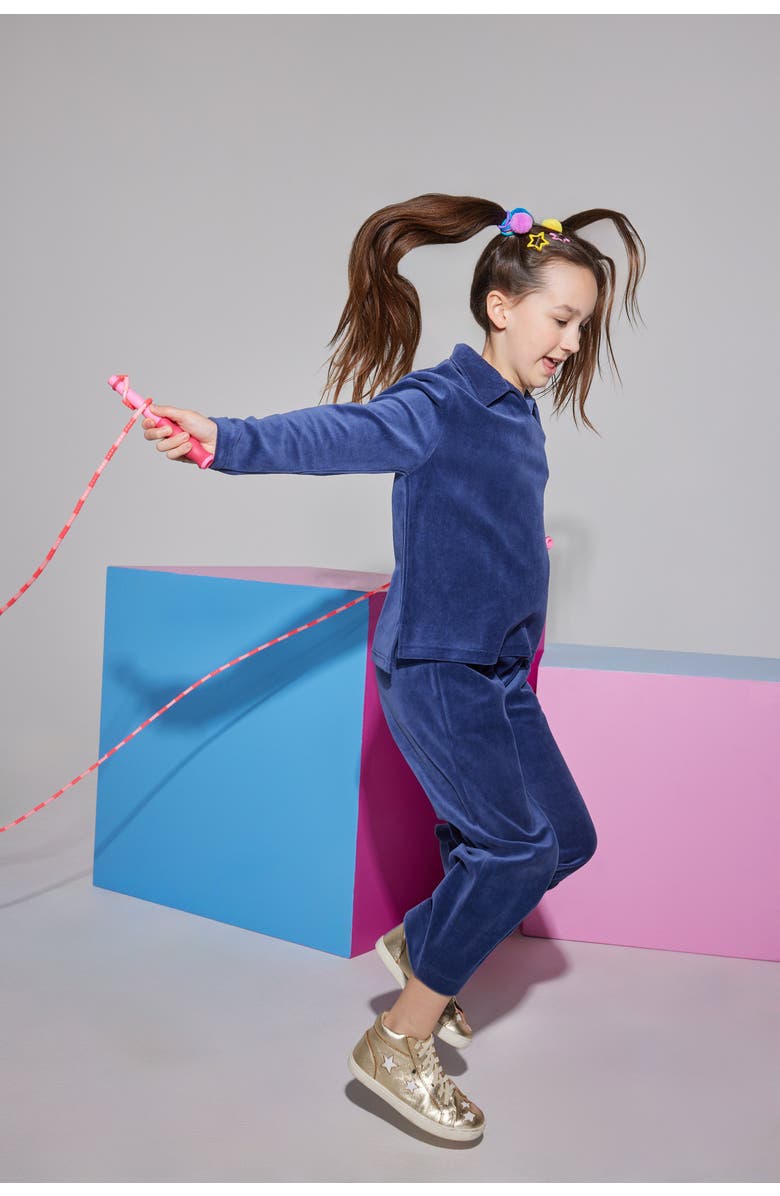 BISBY Kids' Velour Polo Pullover, Alternate, color, Navy Velour