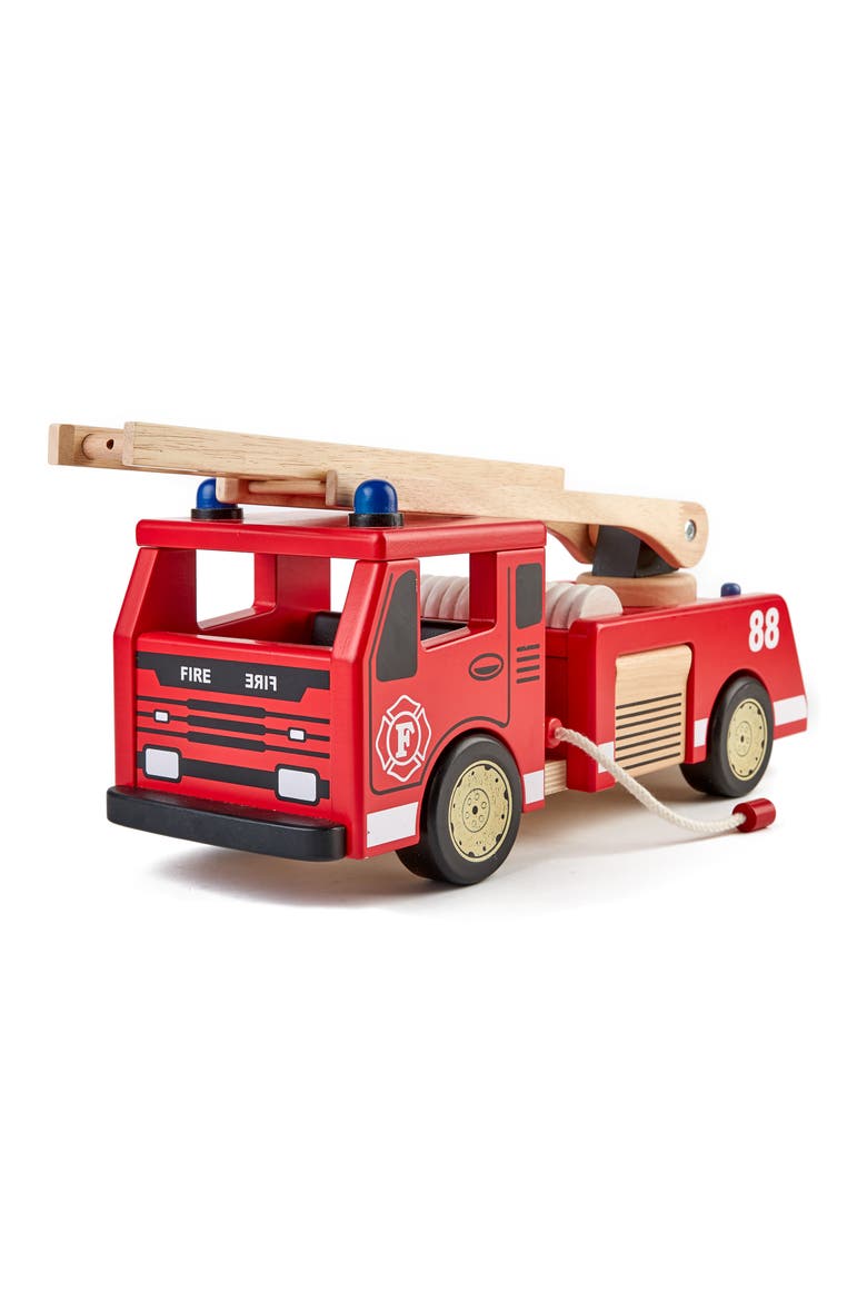 Wood Toy Fire Engine, Main, color, RED