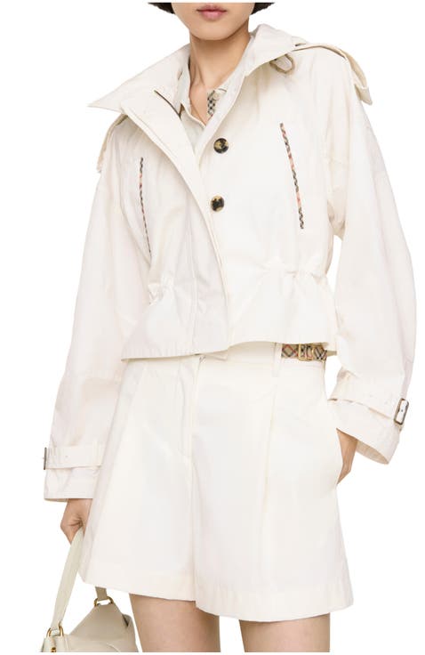 Check Trim Cotton Poplin Shorts