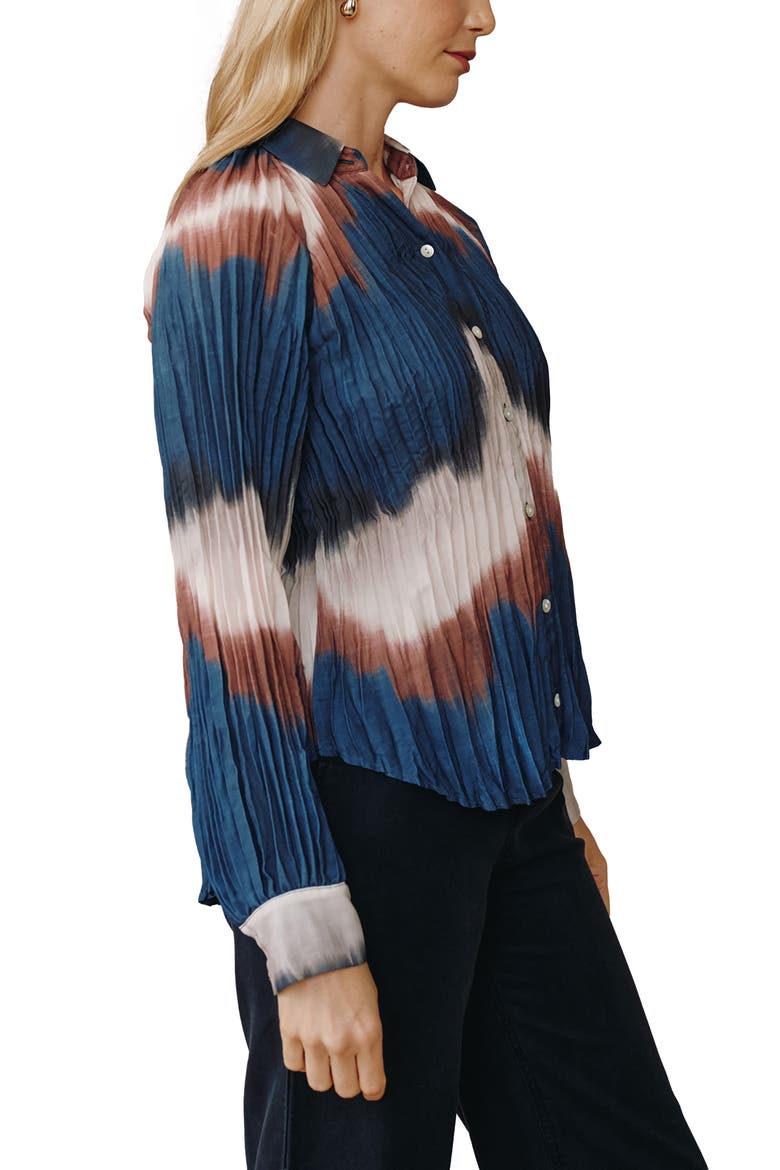 Pleated Raglan Sleeve Shirt, Alternate, color, MIDNIGHT TIDES PRINT