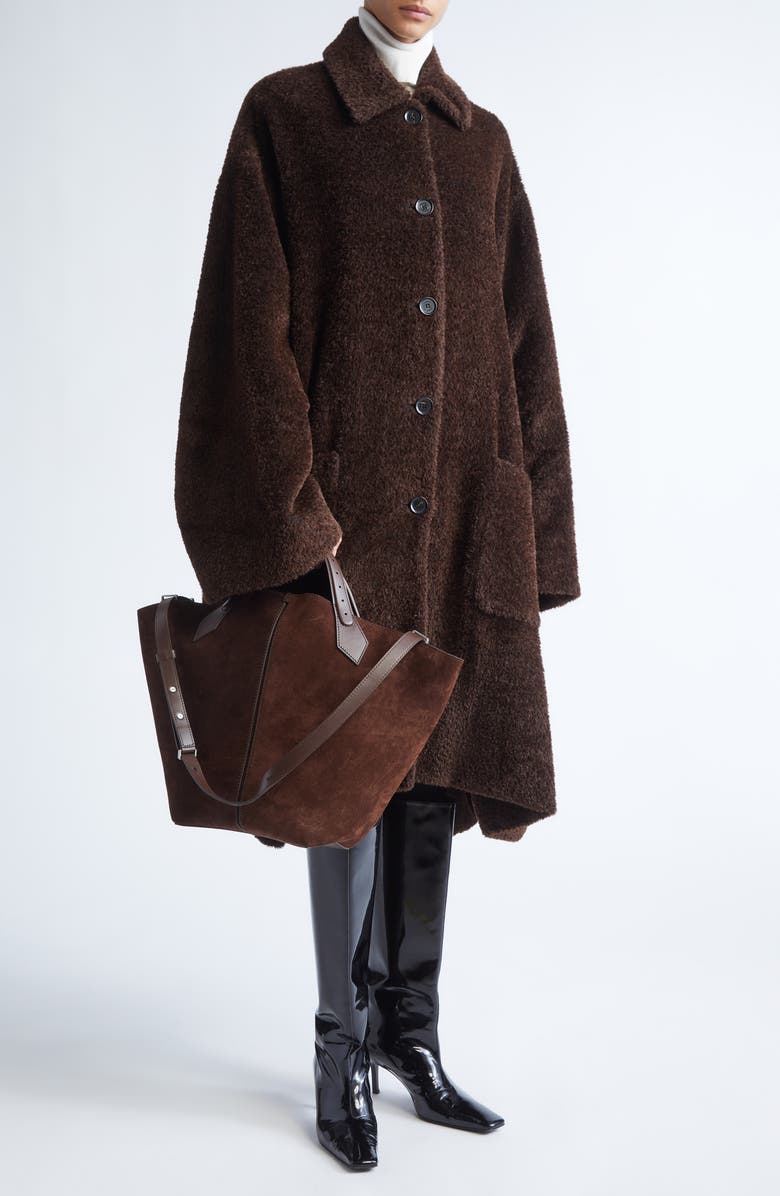 Proenza Schouler Verretta Alpaca & Virgin Wool Coat, Alternate, color, Chocolate