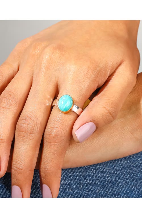 Ys Gems Bezel Set Amazonite Ring In Blue