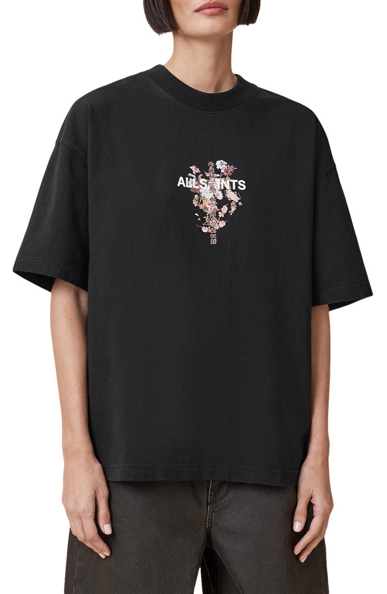 AllSaints Eternal Etta Cotton Graphic T-Shirt, Main, color, Black