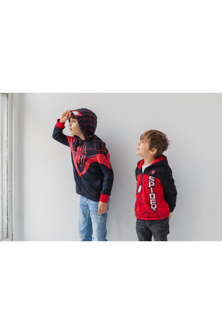 Spider-Man Cosplay Fleece Zip-Up Hoodie, Alternate, color, Miles Morales Black