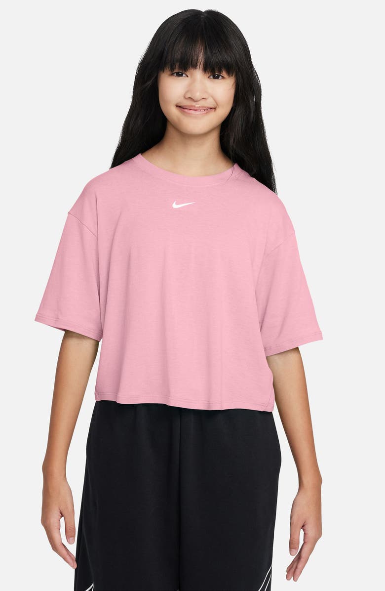 Nike Kids' Sportswear Dri-FIT One T-Shirt, Main, color, Soft Pink/ White