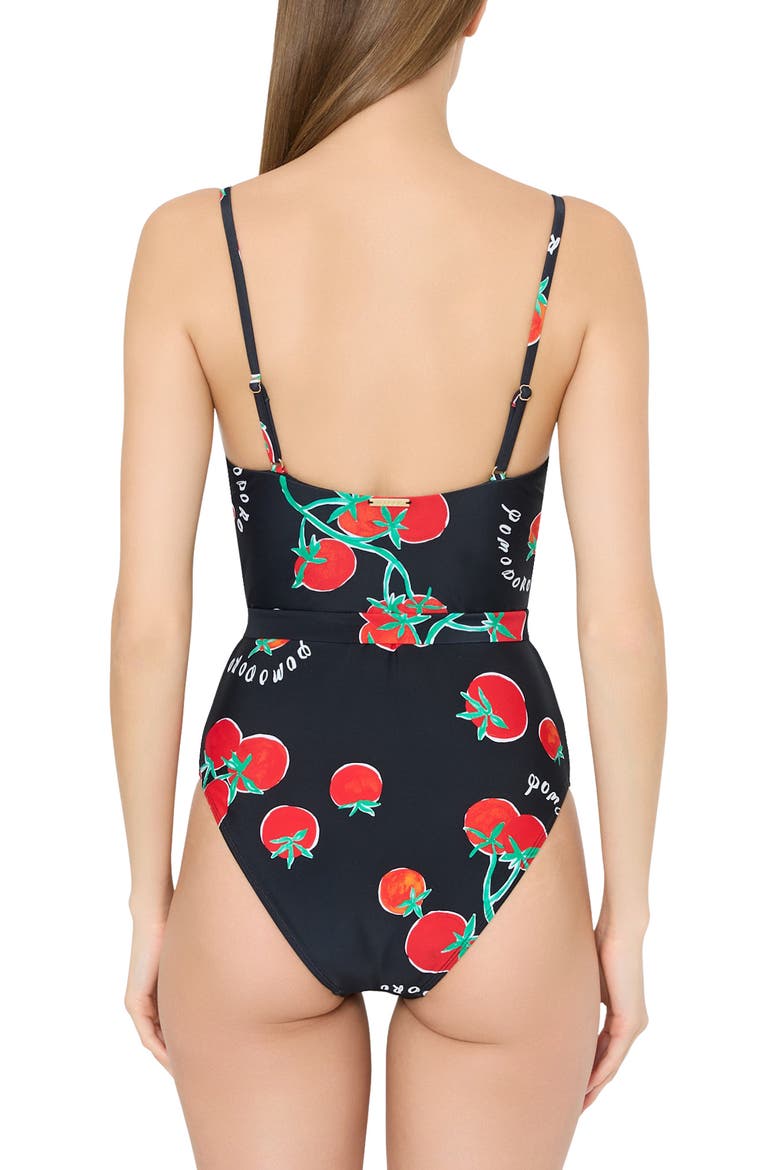 Pomodoro Print One-Piece Swimsuit, Alternate, color, BLACK/ RED