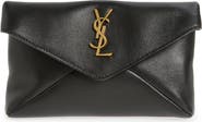 Saint Laurent Small Cassandre Leather Envelope Pouch Clutch