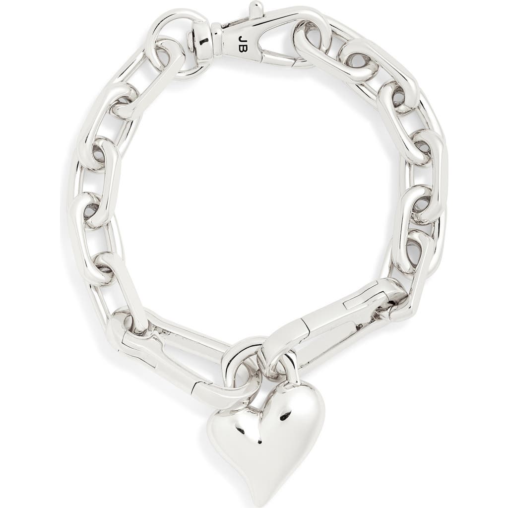 Jenny Bird Padlock Heart Charm Chain Bracelet In High Polish Silver