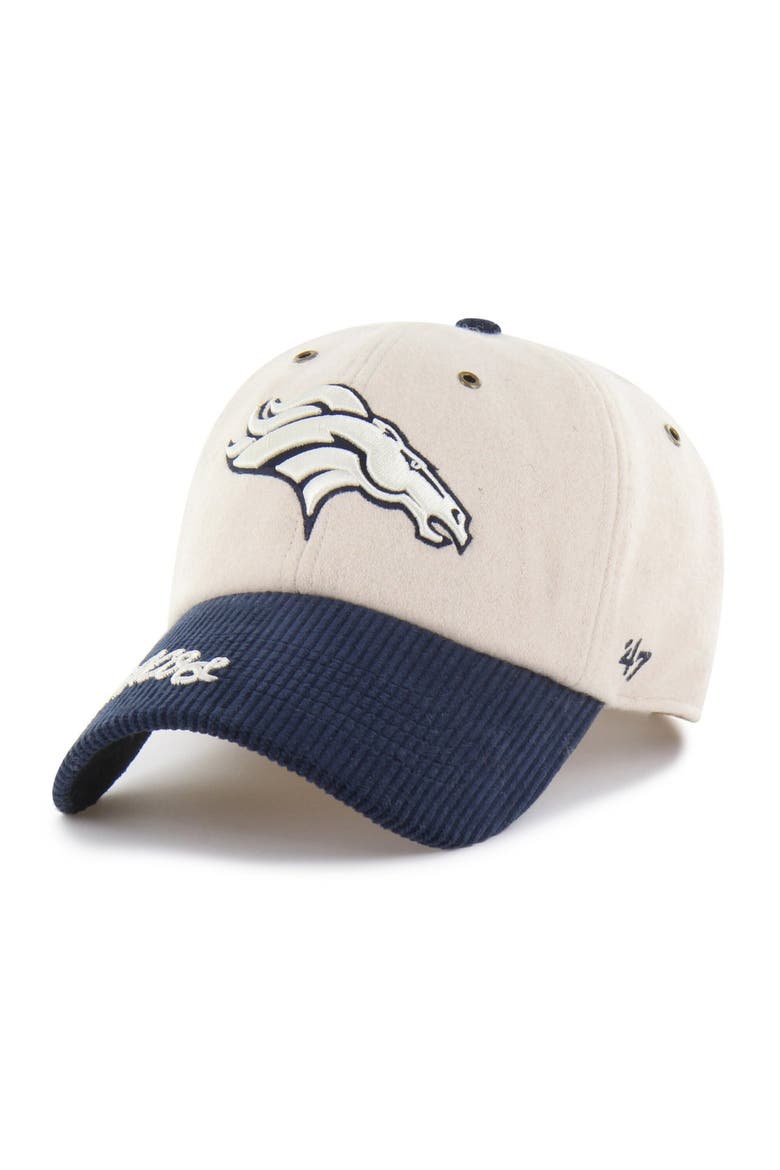 Women's '47 Natural/Navy Denver Broncos Rope Script Clean Up Adjustable Hat, Alternate, color, Natural
