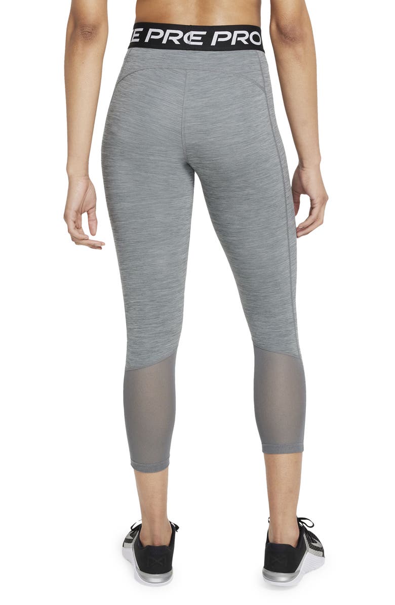 Nike Pro Mid-Rise Crop Mesh-Panel Leggings, Alternate, color, 084 Smkgry/Black