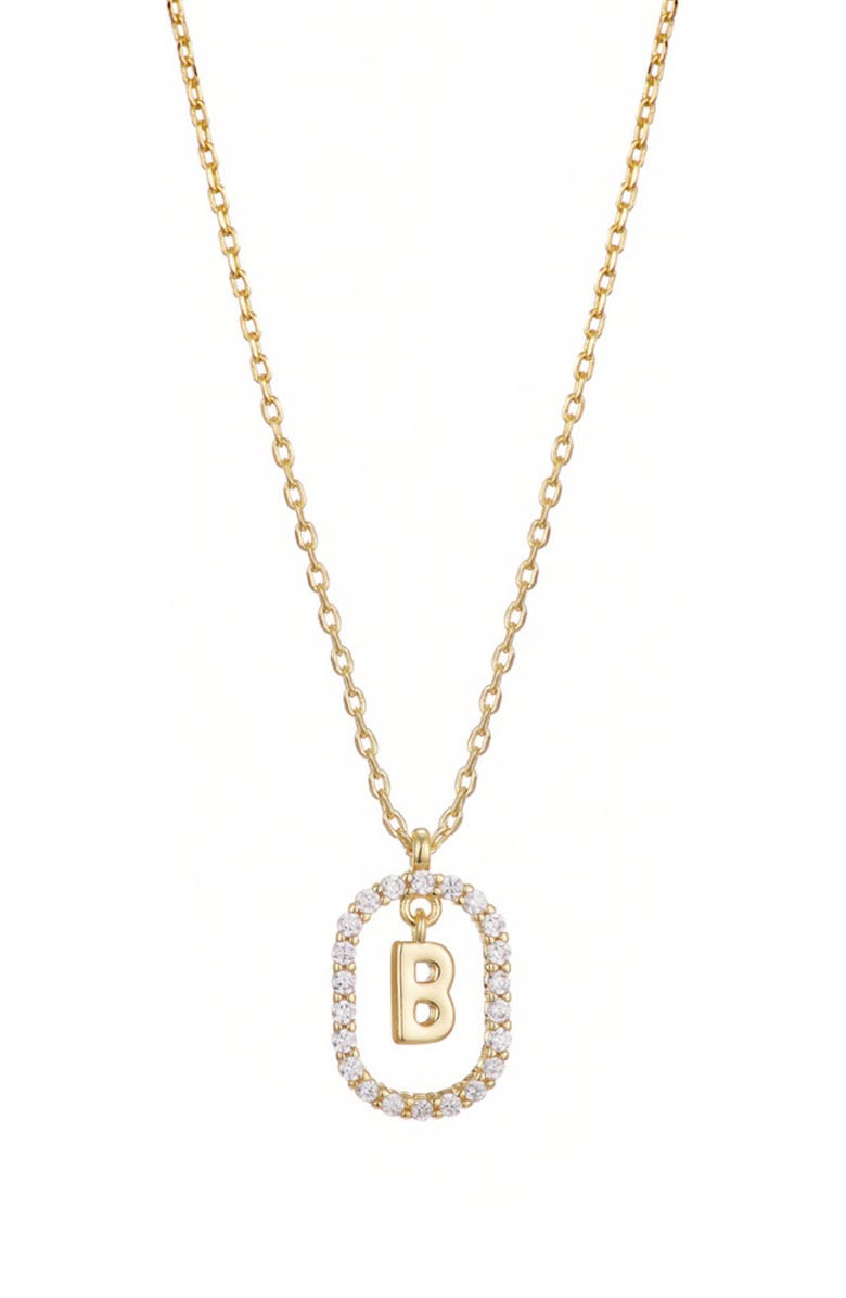 Adornia Floating Letter Initial Cubic Zirconia Pendant Necklace, Main, color, Gold-B