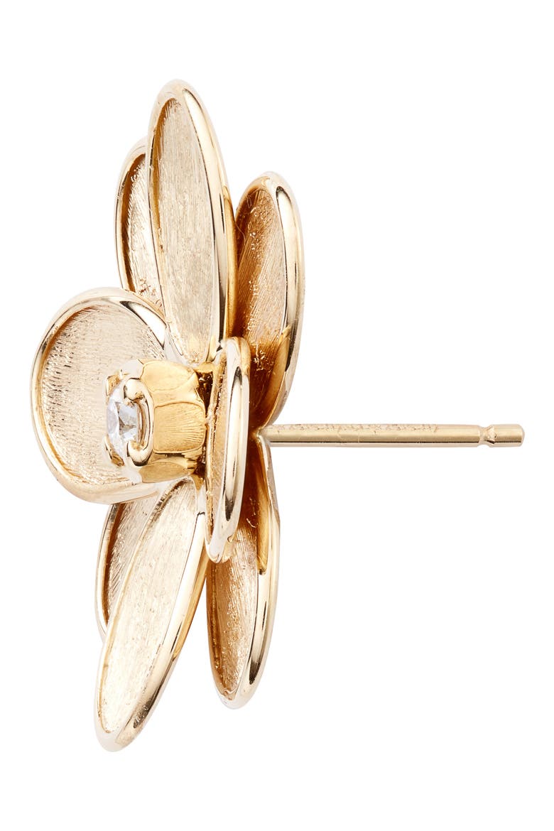 Petali Diamond Flower Stud Earrings, Alternate, color, YELLOW GOLD