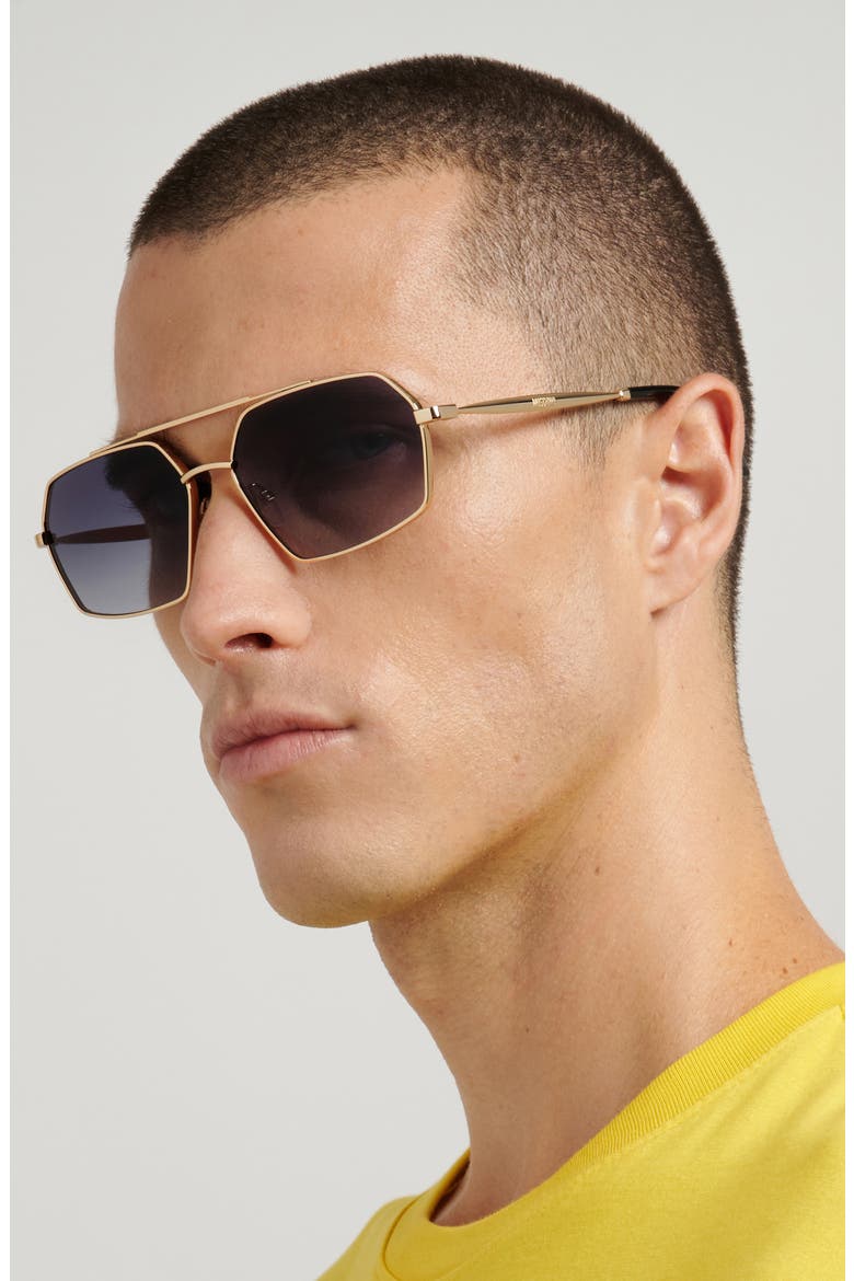 60mm Square Sunglasses, Alternate, color, ROSE GOLD/ DARK GREY SF