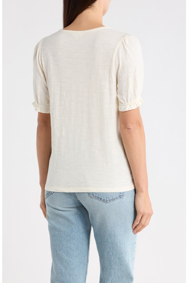 Embroidered Tie Front Top, Alternate, color, GARDNEIA