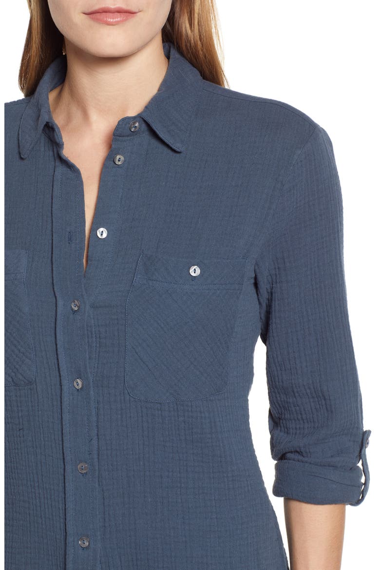 Patch Pocket Gauze Top, Alternate, color, MIDNIGHT SKY