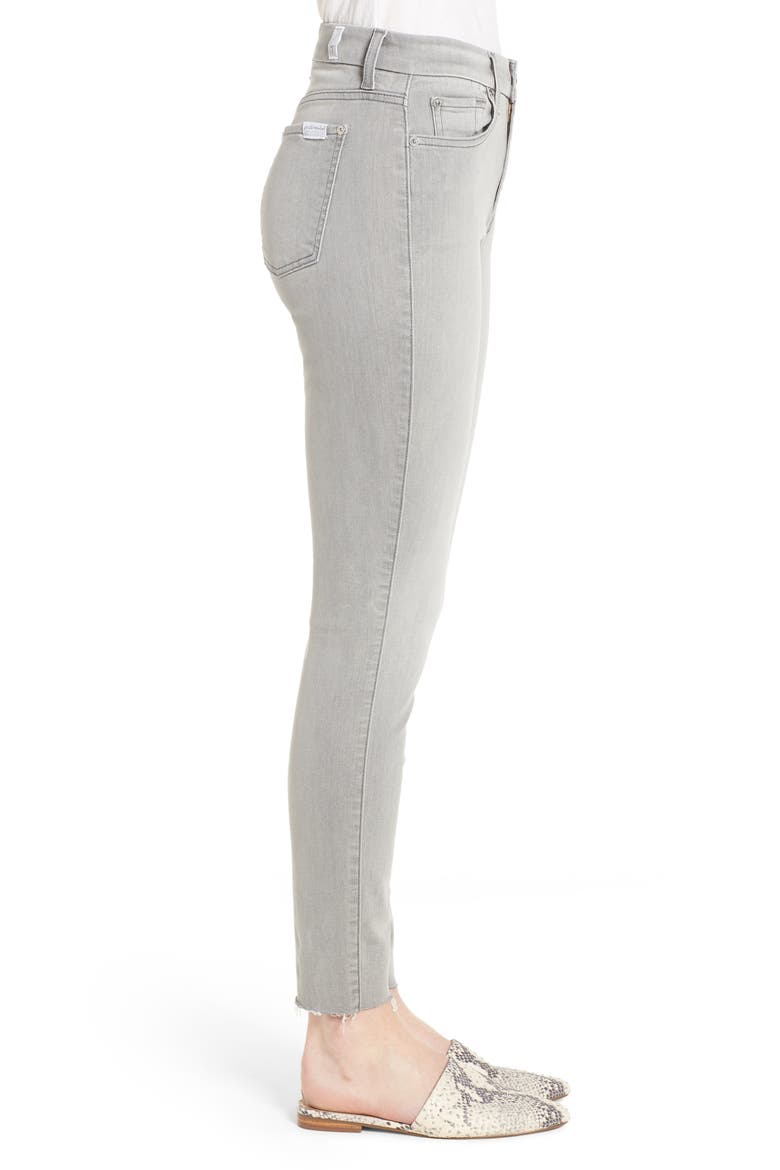 7 For All Mankind® b(air) High Waist Raw Hem Ankle Skinny Jeans, Alternate, color, BAIR PURE SOFT GREY