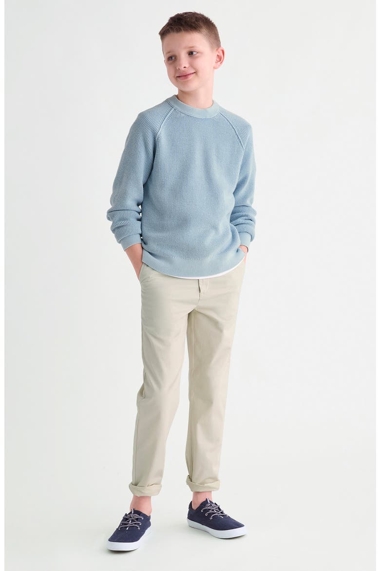 Kids' Raglan Sleeve Cotton Waffle Sweater, Alternate, color, DEL MAR BLUE