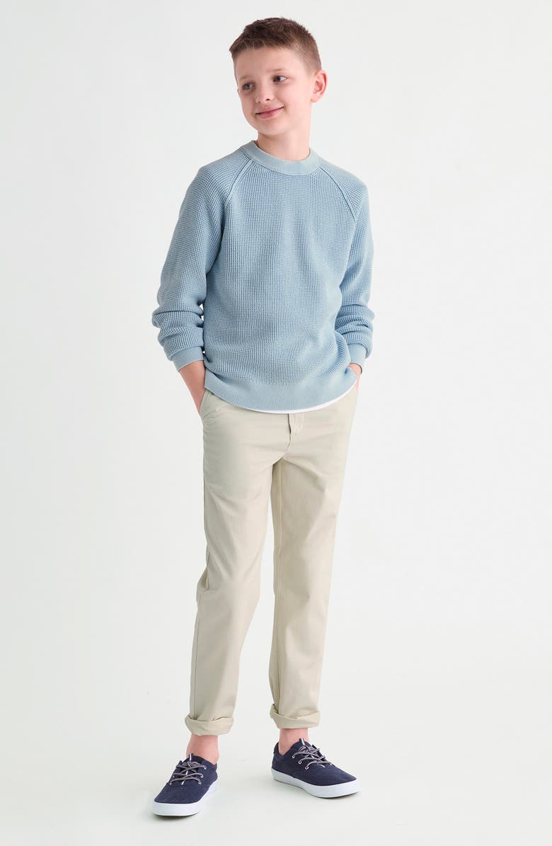 vineyard vines Kids' Raglan Sleeve Cotton Waffle Sweater, Alternate, color, Del Mar Blue