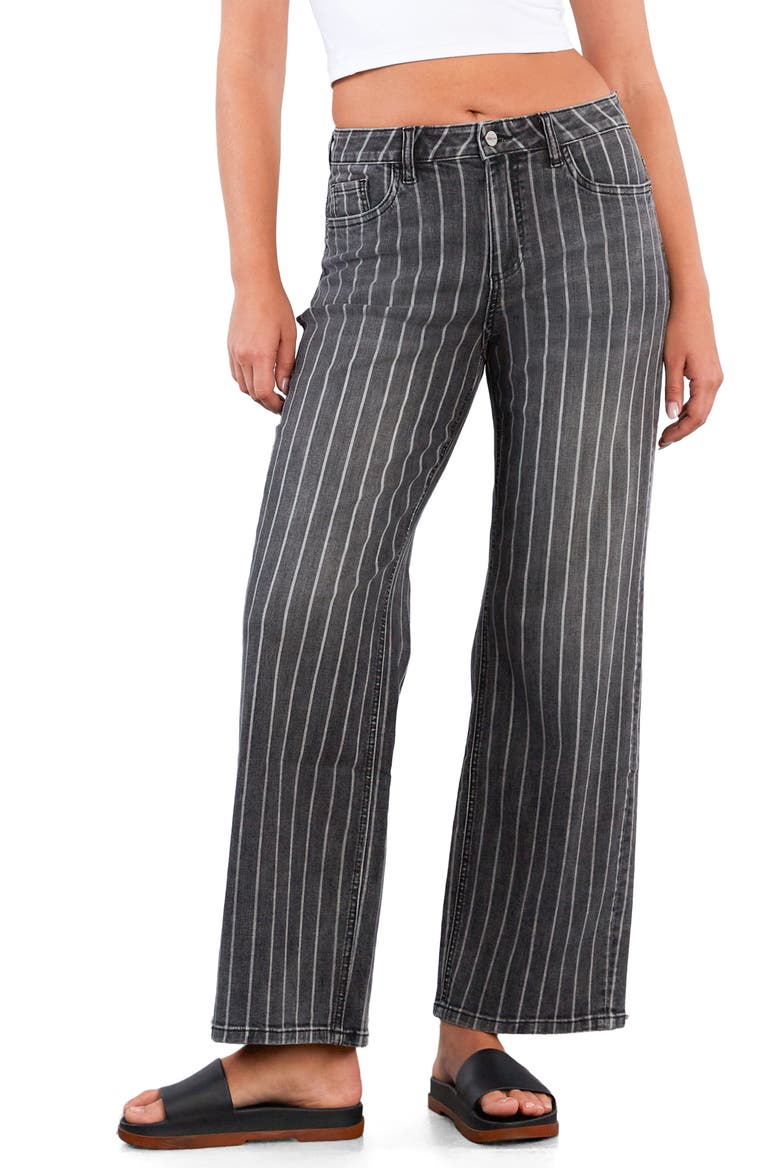 Stripe High Rise Wide Leg Jeans, Alternate, color, GREY STRIPES