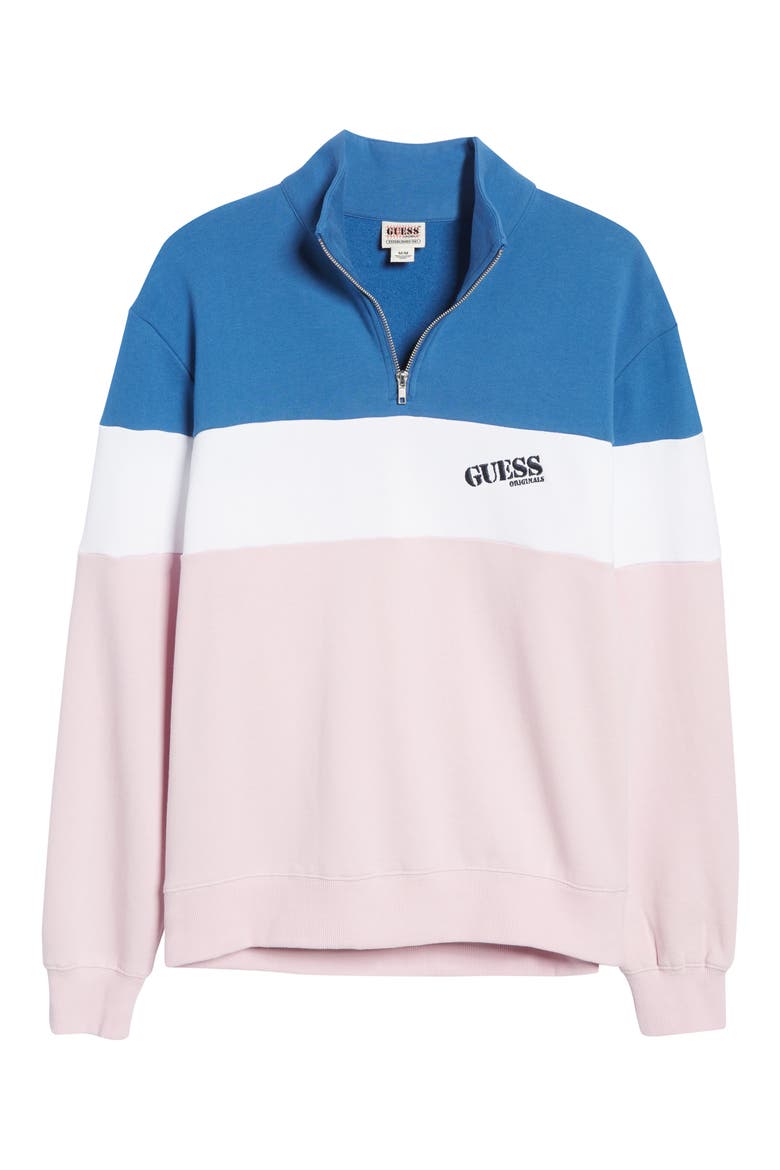 Go Reynolds Colorblock Half Zip Cotton Blend Sweatshirt, Alternate, color, WATER PARK BLUE MULTI