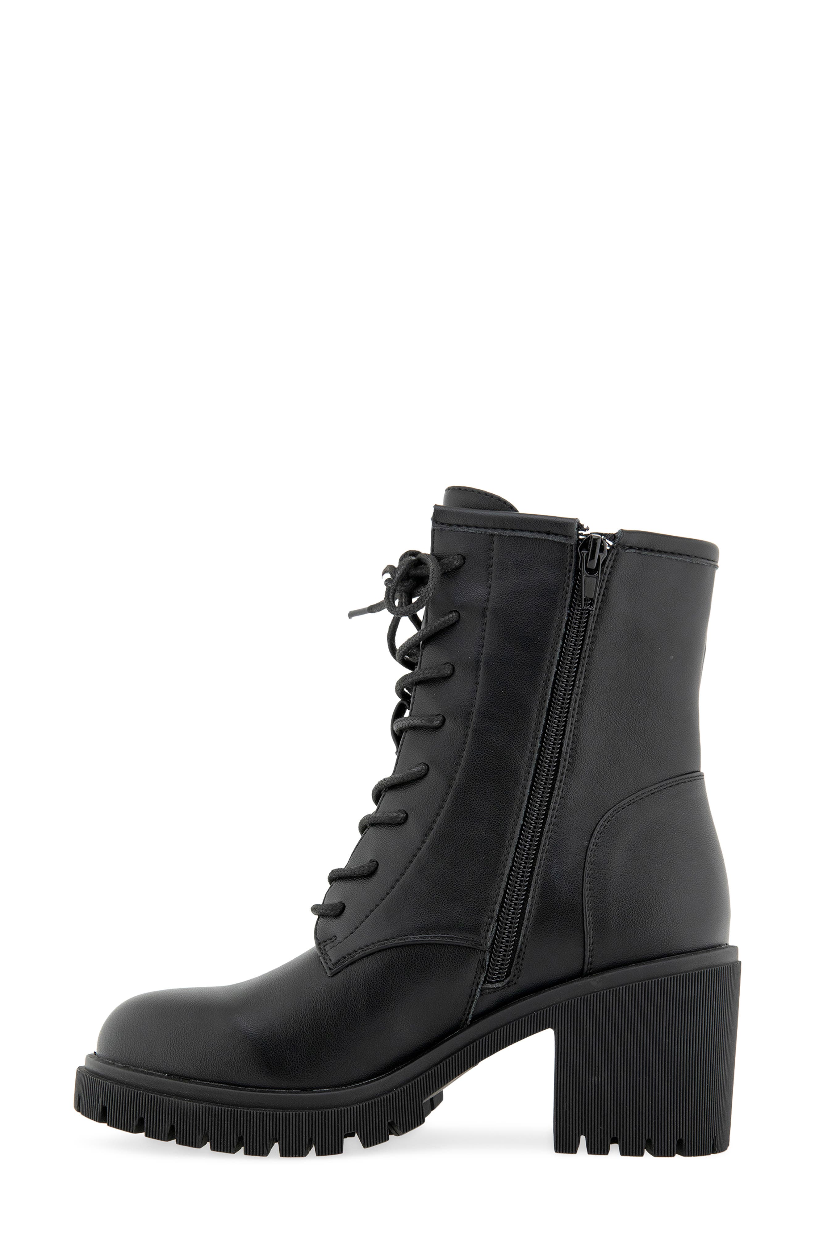 Scout Faux Leather Combat Boot, Alternate, color, BLACK